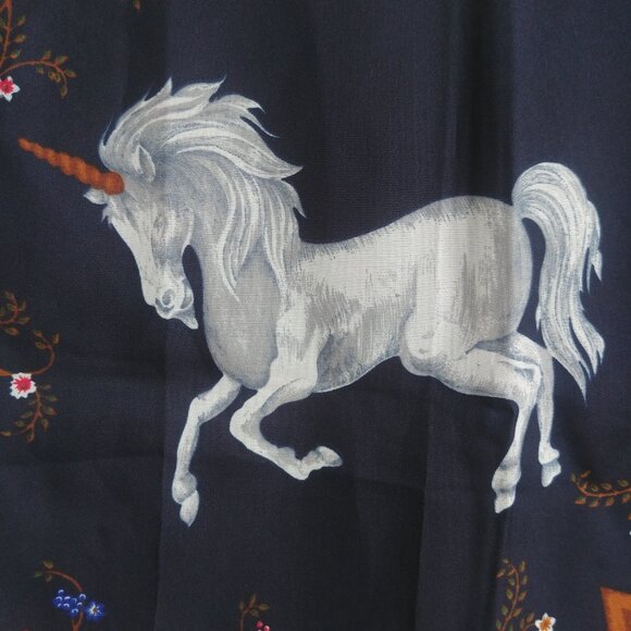 Dark navy blue unicorn floral approx square scarf - Picture 3 of 11